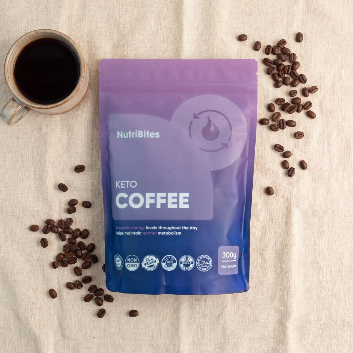 Instant Coffee with MCT & Collagen – flat-lay