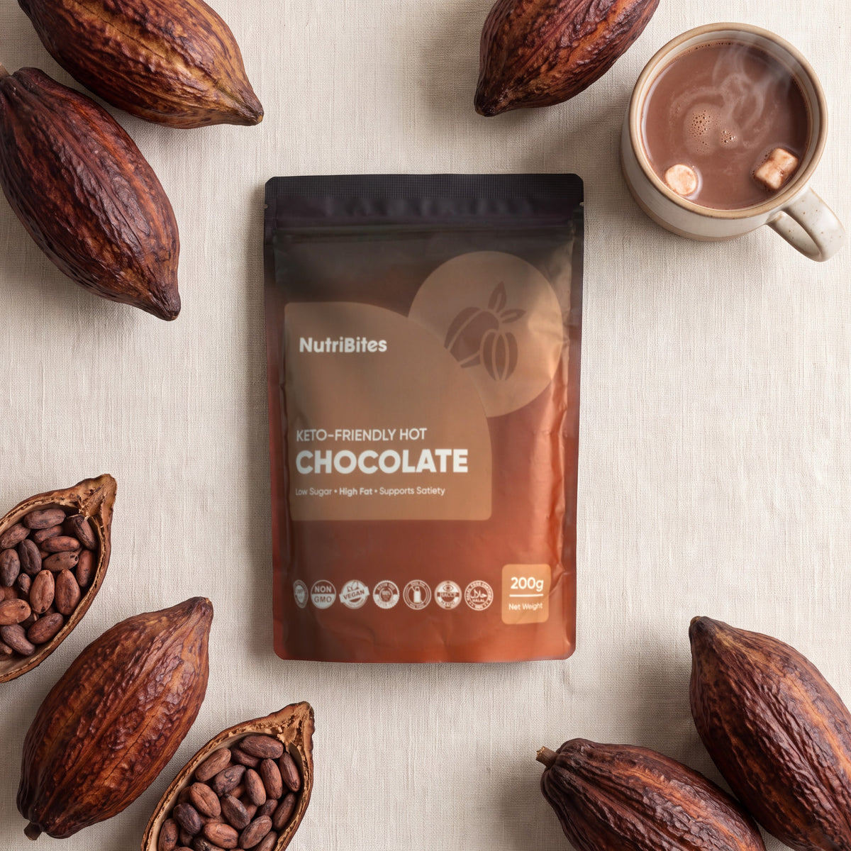 Cacao Powder Hot Chocolate – flat-lay